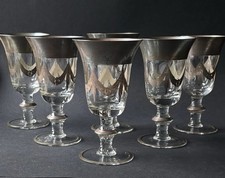 6 Arte Italica Medici Kristall Weingläser Pokal Kelch Echt Silber Glas Festons