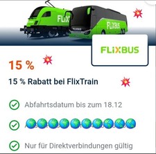 💥💥 15% FlixBus FlixTrain Gutschein Rabatt Code Discount Key 24/7 💥💥