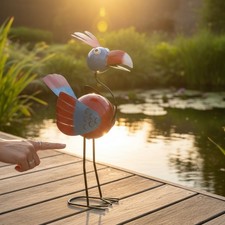 Vogel Gartenfigur rot blau