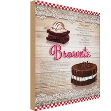Holzschild 18x12 cm Rezept Brownie Zutaten 250g Butter England Deko Geschenk Hol