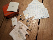 6 Original Fossil Charms Ketten & Armband Anhänger Schlüssel Und Perle Neu