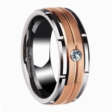 Herren Ring Edelstahl Zirkon