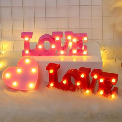 Led herz lampe love - herz, schrift