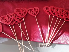 12 x BLUMEN STECKER Geschenkstecker, LOVE, HERZ Stecker Herzdeko, Holz