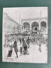 Albin Tippmann Zeichnung Demonstrationszug vor der Feldherrnhalle 1918 