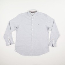 TOMMY HILFIGER Herren Hemd Gr XXXL blau weiß gestreift Langarm Button Down Slim