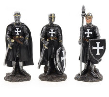 Figuren 3er Set Kreuzritter Tempelritter Templer 7,6 cm | handbemalt Polyresin
