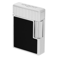 S.T. DUPONT Feuerzeug Linie 1 Vertikale Linien Silberfarben/Schwarz C14121