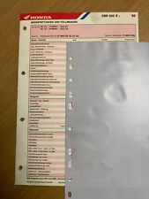 HONDA XBR 500 S PC15 1988 Original Werkstatt-Datenblatt und Serviceplan