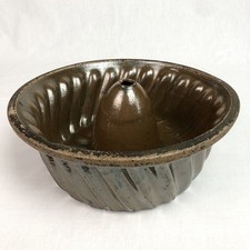 Große antike Gugelhupf Backform Kuchenform Keramik Steingut Salzglasur Ø 27 cm