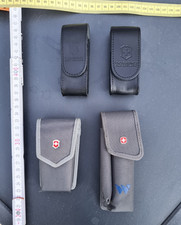 4 div. Messertaschen für Gürtel / Taschenmesser: 3 x Victorinox & 1 x Wenger TOP