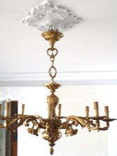 antiker acht armiger Bronze  Kronleuchter Bronze