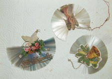 3 Oblaten mit Engelshaar Christbaumschmuck Weihnachtsschmuck Weihnachten ***