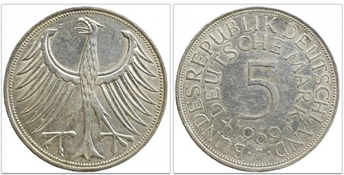 Brd deutsche mark 1969 j - 5,