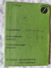 Speiser Futtervollernter Rapido Häckselladewagen Rasant Ersatzteilliste K70