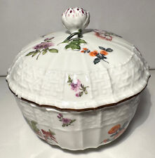 sehr alte Zuckerdose Meissen Blumen mit Deckel