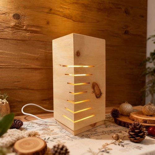 Tischlampe aus zirbe dimmbar - aus,