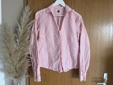 0039 Italy Damen Leinen Bluse ~ Gr. 38 40 hellrosa Langarm Tunika ~ 100% Leinen