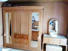 Komplettes antikes Schlafzimmer Art Déco Birke Furnier Marmor Glas Spiegel Rar