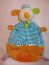 TOPOLINO Schmusetuch Kuscheltuch Maus blau orange Beißplatte 