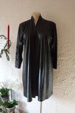 MAGNA Long Cardigan Jacke 44 46 NEU schwarz Kunst-Lederoptik Stretch LAGENLOOK