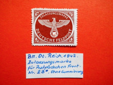 BM. Briefmarken Deutsches Reich 1942 Zulassungsmarken Nr. 2 B* Feldpostpäckchen