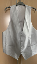 SET 4 tlg. Hochzeit Weste Gr. 54 Plastron Krawatte Nadel Einstecktuch Silbergrau
