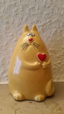 Kleine (ultra fette) Katze aus Keramik/Spardose. Bemalt .8.5 cm.hoch.