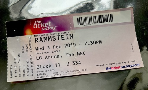 Rammstein ticket liebe ist - ticket,