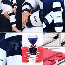Taekwondo Kampfweste WT mit Arm- & Schienbeinschutz PU-Leder Kampfanzug Set