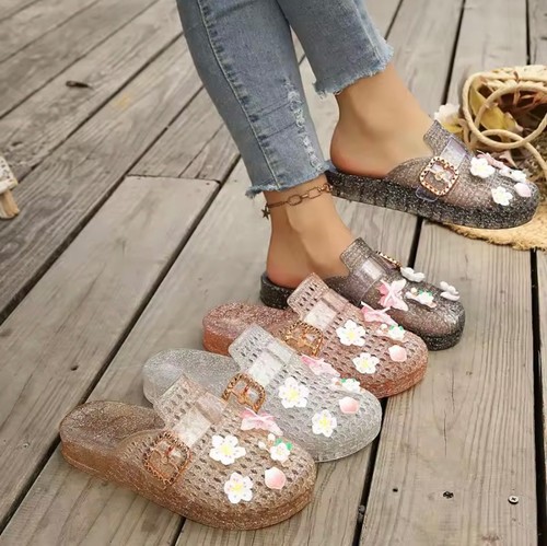 Damen jelly mules - mules, glitzer