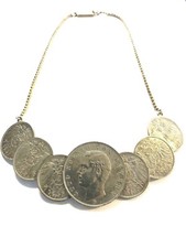 Bayern, Collier aus 7 x Münzen, 3 Mark 1912 D, München und 6 x 1 Mark 1915