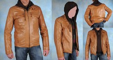Lederjacke Herren beige Cognac  48