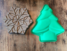2er Set Silikon Backform Tannenbaum Schneeflocke Weihnachten Weihnachtsbaum