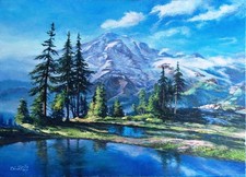 Gemälde „Bergsee“ Öl auf Leinwand 50 x 70 cm. Original Handgemalt Kunst