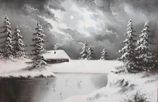 Antikes Gouache Gemälde