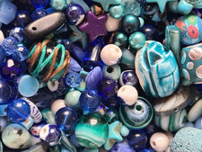 Perlen Mix Mischung Glasperlen Perlenset Schmuck basteln Bastelset DIY blau 50g