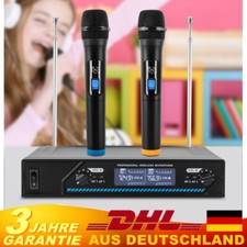 2 Kanal UHF Hand Kabellos Microfon Mic LED DJ PA Doppel UHF Funk Mikrofon Set 