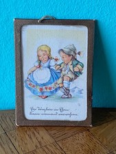 Altes Bild Glas tanzende Kinder  Puppenstube Puppenhaus dollhouse picture