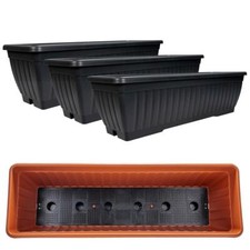 3 Stück Blumenkasten Blumenkübel Balkon Kunststoff 60 cm Wasserspreicher