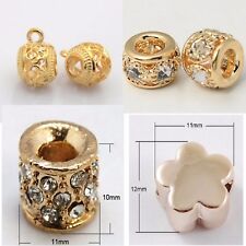 Perlen Großlochperlen für Armband oder Ketten rosegold mit Strasssteinen Charms