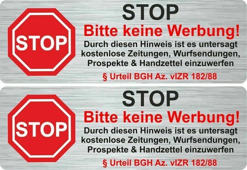 Briefkasten aufkleber keine - 2x,