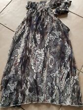 Blusen Top hoher Ausschn., seitl. Bindeb., gemust., braun/weiß/blau, M/L, Motivi