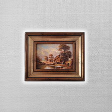 ORIGINAL Ölgemälde auf Karton inkl. Rahmen | Bauernhaus/Landschaft | Signiert