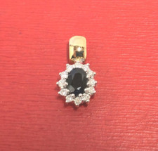 Gold 14 ct. BRILLIANT 12Stk. Anhänger - 1 Saphir- 2,69 g 2x1 cm 2010 Top