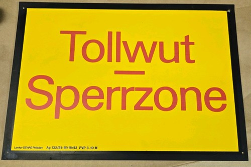 Ddr veb dewag schild - veb, tollwut