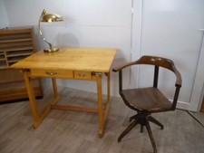 Bauhaus Schreibtisch  Zeichentisch Arbeitstisch Werkbank alt antik Buche ( D )