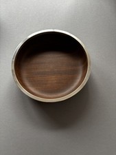 Holzschale, silberfarbener Rand, Teak?Bruckmann 60er /70er Jahre Mid Century 