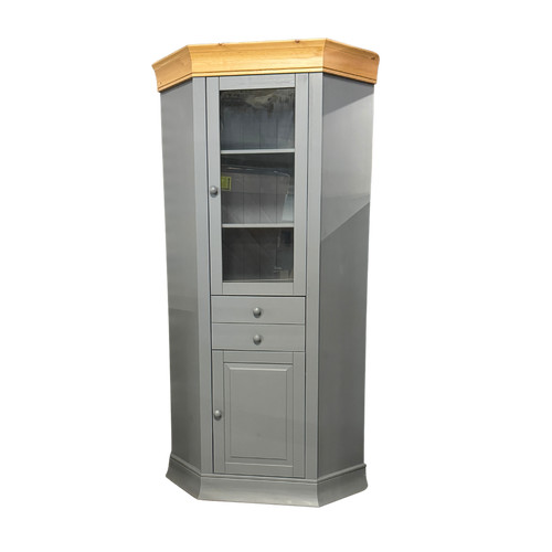 Eckvitrine kiefer massiv - eckvitrine,