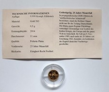 Goldmünze:    25 Jahre Mauerfall  - 0,5 g  -  585er Gold